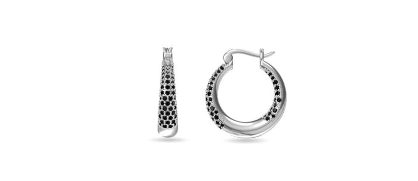 The Black out Black Austrian Crystal Hoop Earrings
