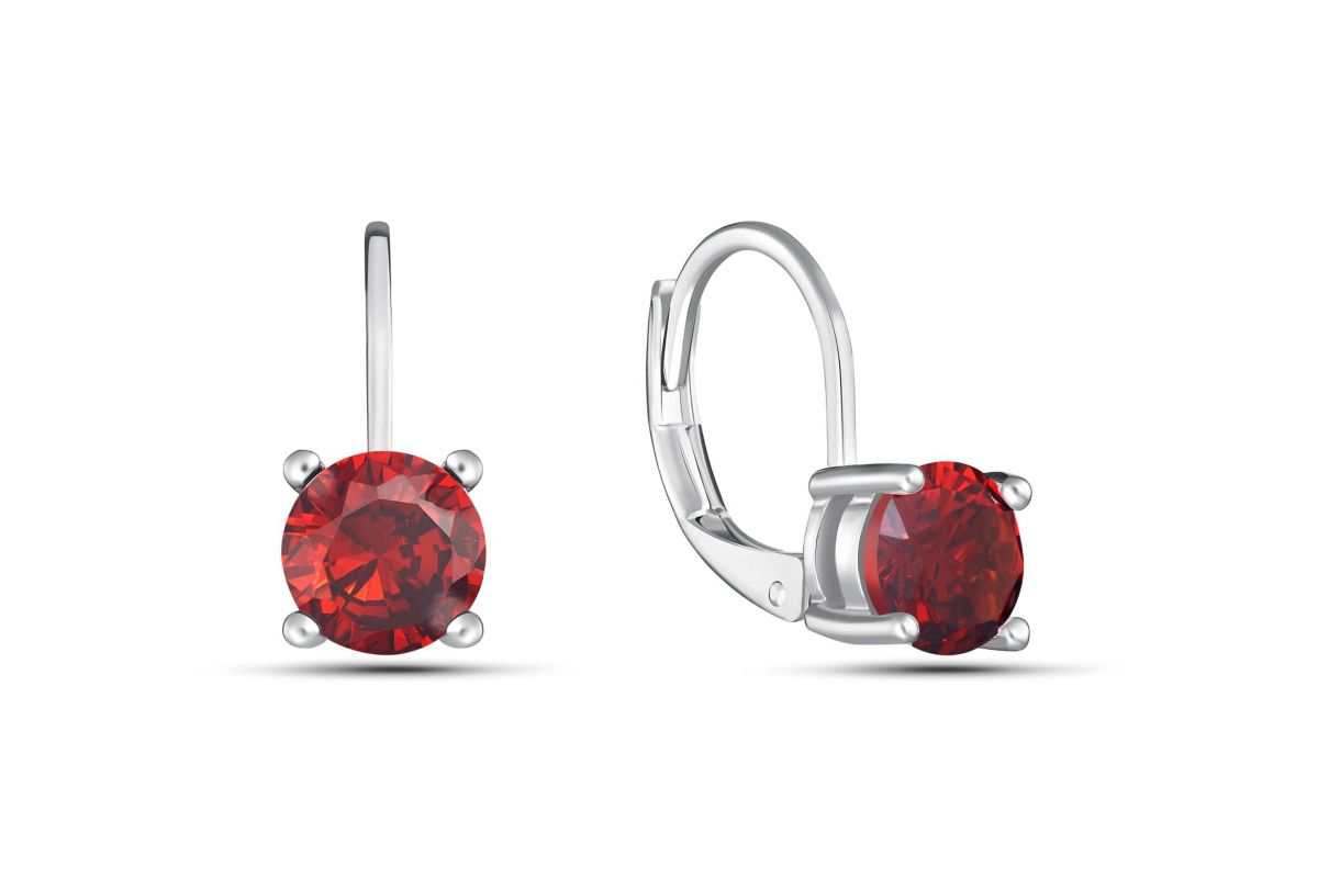 Created Red Ruby LeverBack Earrings