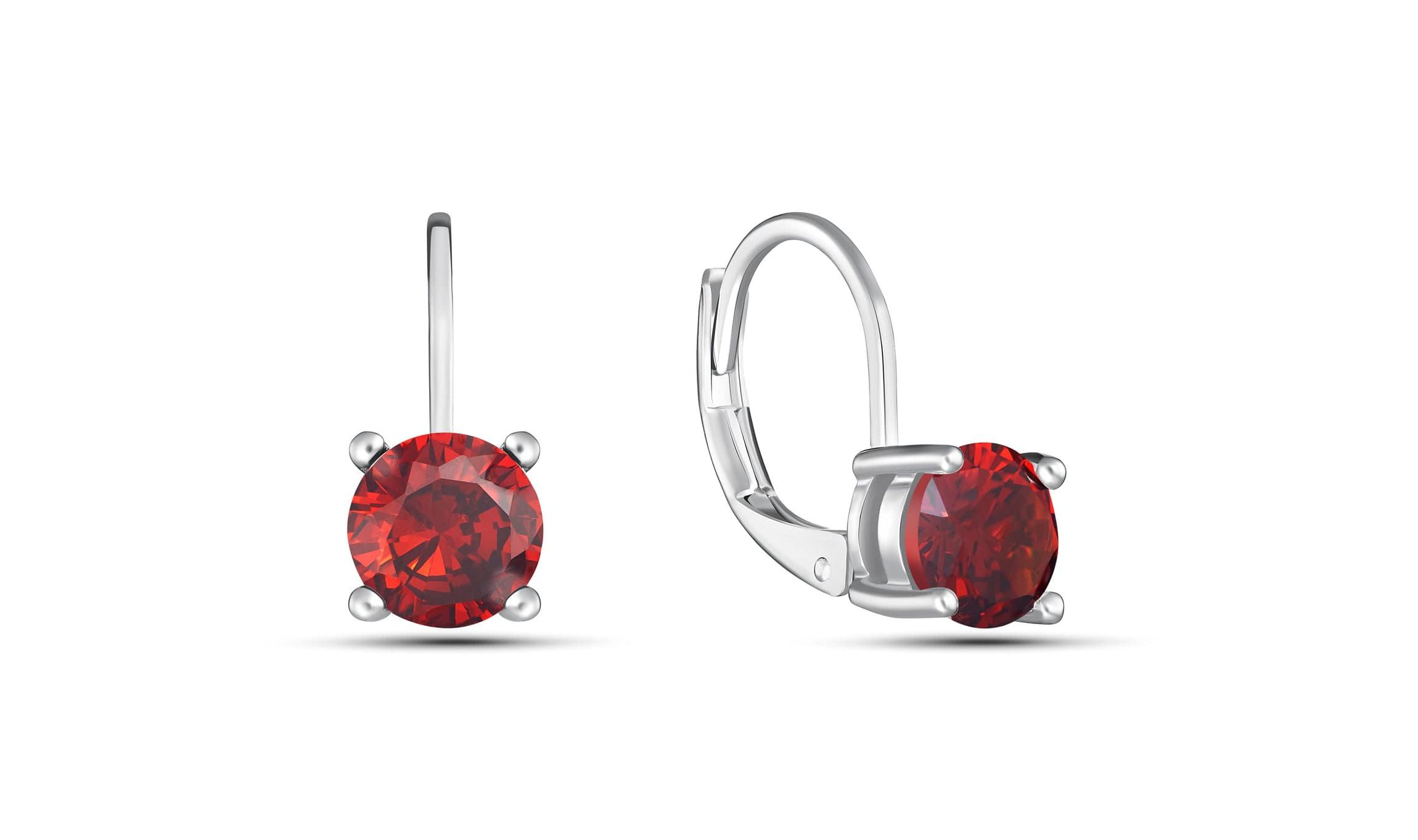 Created Red Ruby LeverBack Earrings