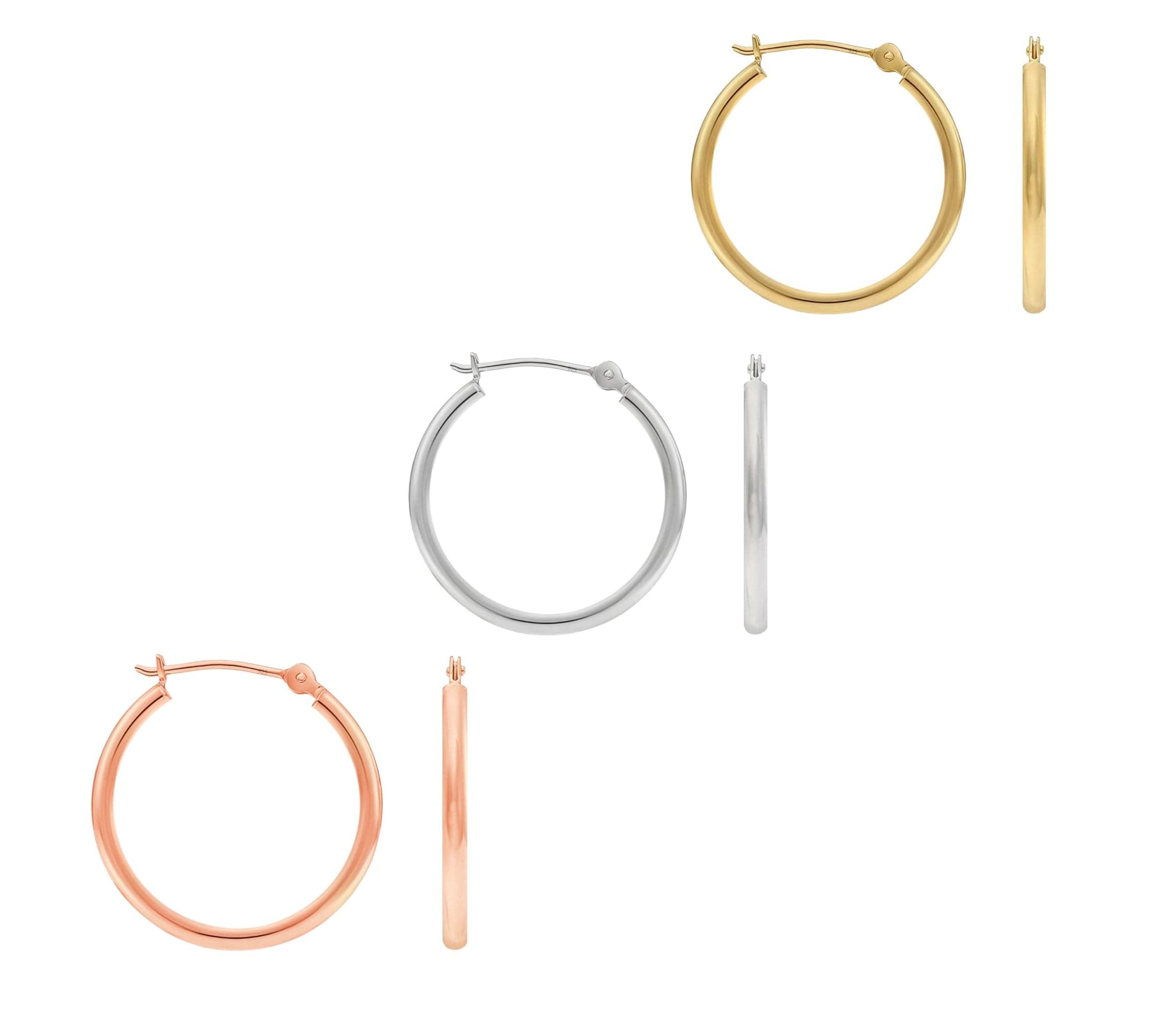 3 Pack Sterling Silver 20MM Round Hoop Earrings