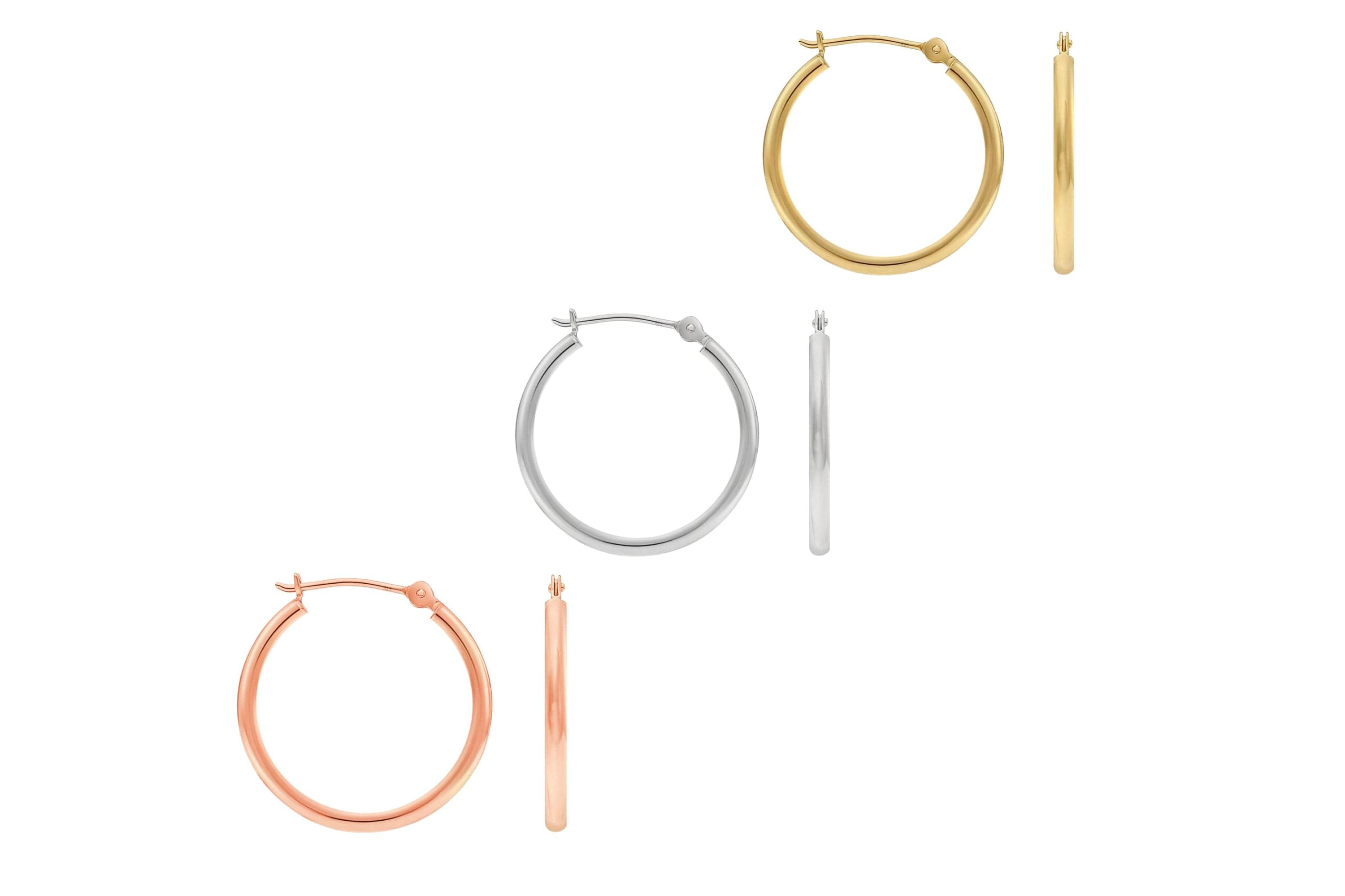 3 Pack Sterling Silver 20MM Round Hoop Earrings