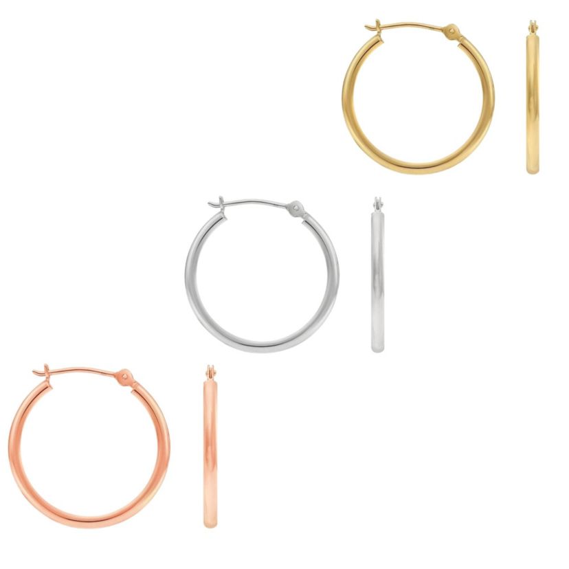 3 Pack Sterling Silver 20MM Round Hoop Earrings