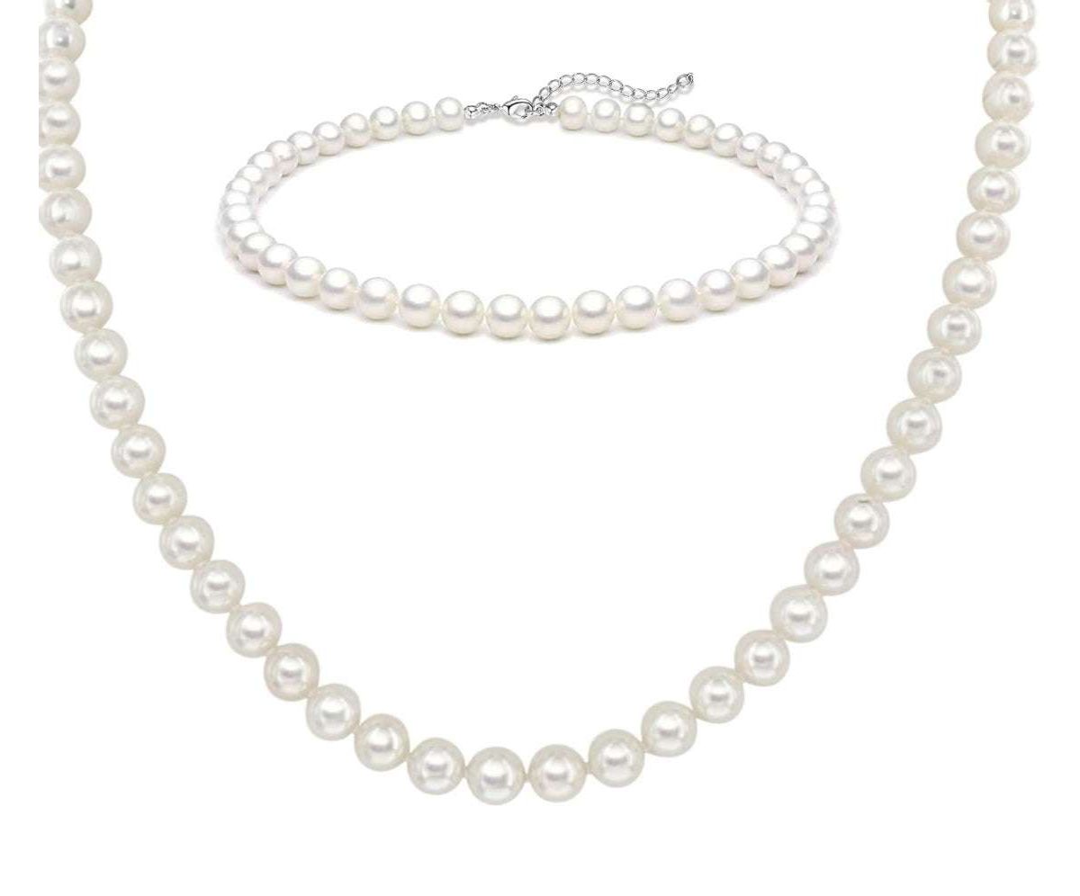 Shell Pearl Necklace And Bracelet Set