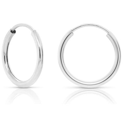 Donatello Gian 14K White Gold 10MM Endless Hoop Earrings