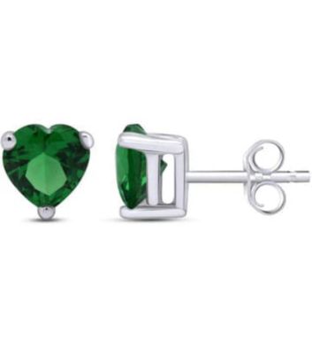 Donatello Gian 925 Sterling Silver Emerald Heart Cut Studs