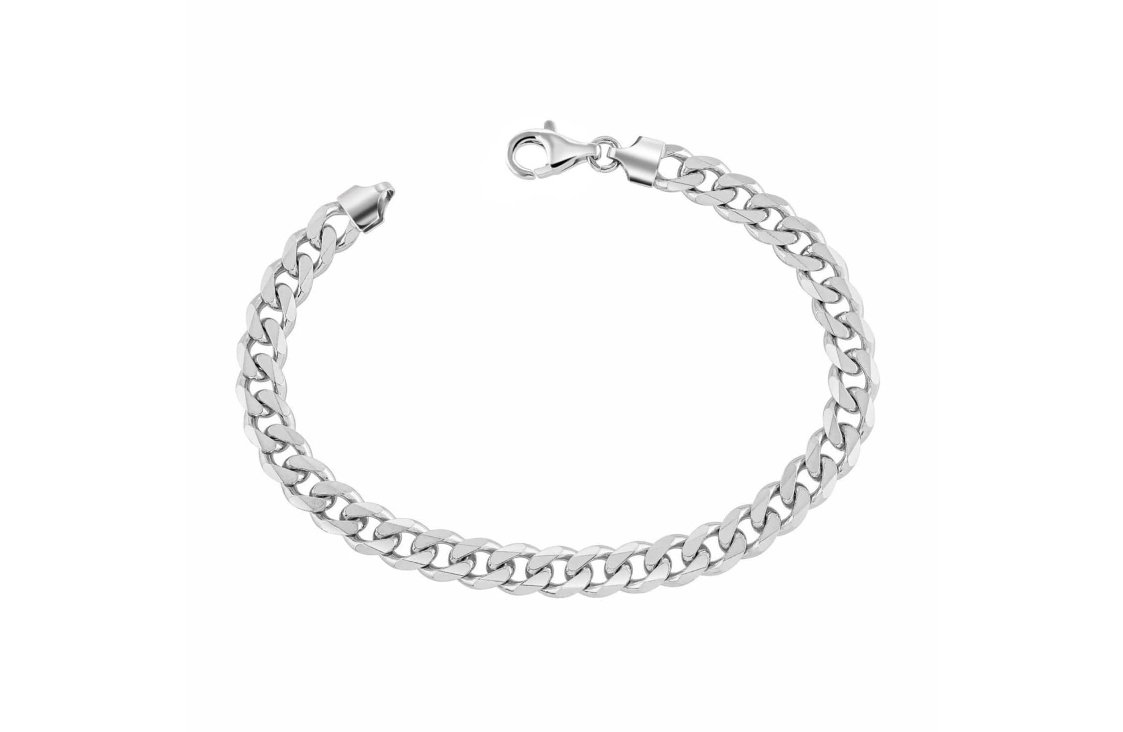 Chain Bracelet, 925 Sterling Silver Curb Link Chain Bracelet, Unisex, Italian Made Sterling Silver, Thick 8MM 8 Inch Bracelet