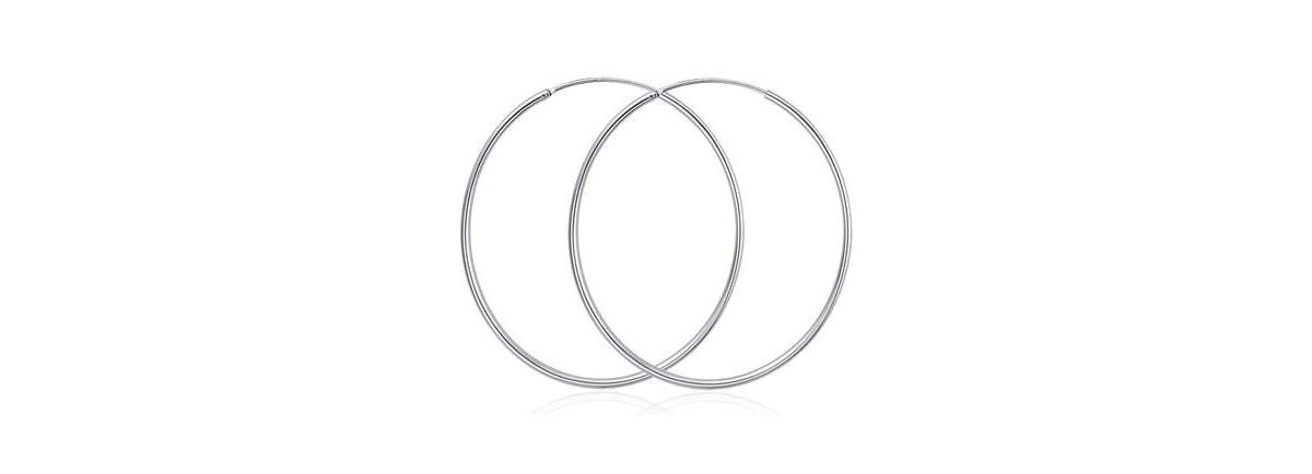 925 Sterling Silver Large 65MM Endless 2MM Tube Hoop Earrings