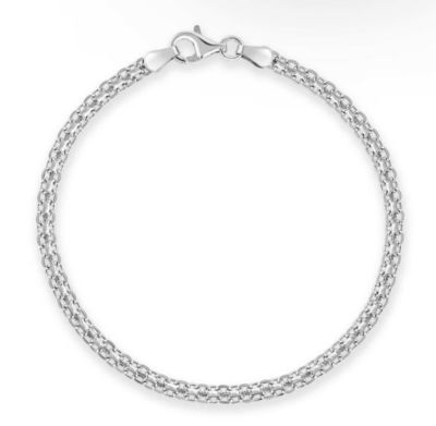 Donatello Gian Chain Link Bracelet, 925 Sterling Silver Bismark Link Chain Bracelet, Unisex, Italian Made Sterling Silver, 3MM 7 Inch Bracelet