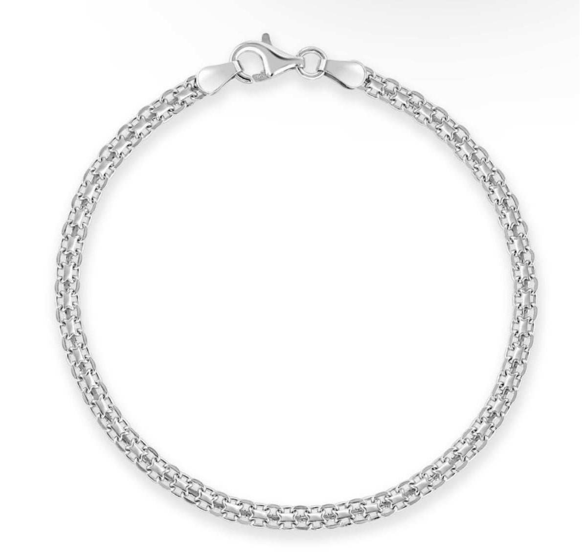 Chain Link Bracelet, 925 Sterling Silver Bismark Link Chain Bracelet, Unisex, Italian Made Sterling Silver, 3MM 7 Inch Bracelet