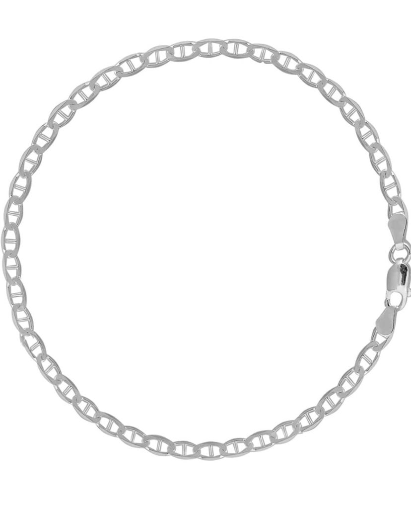 Solid Sterling Silver Chain Link Anklet 10