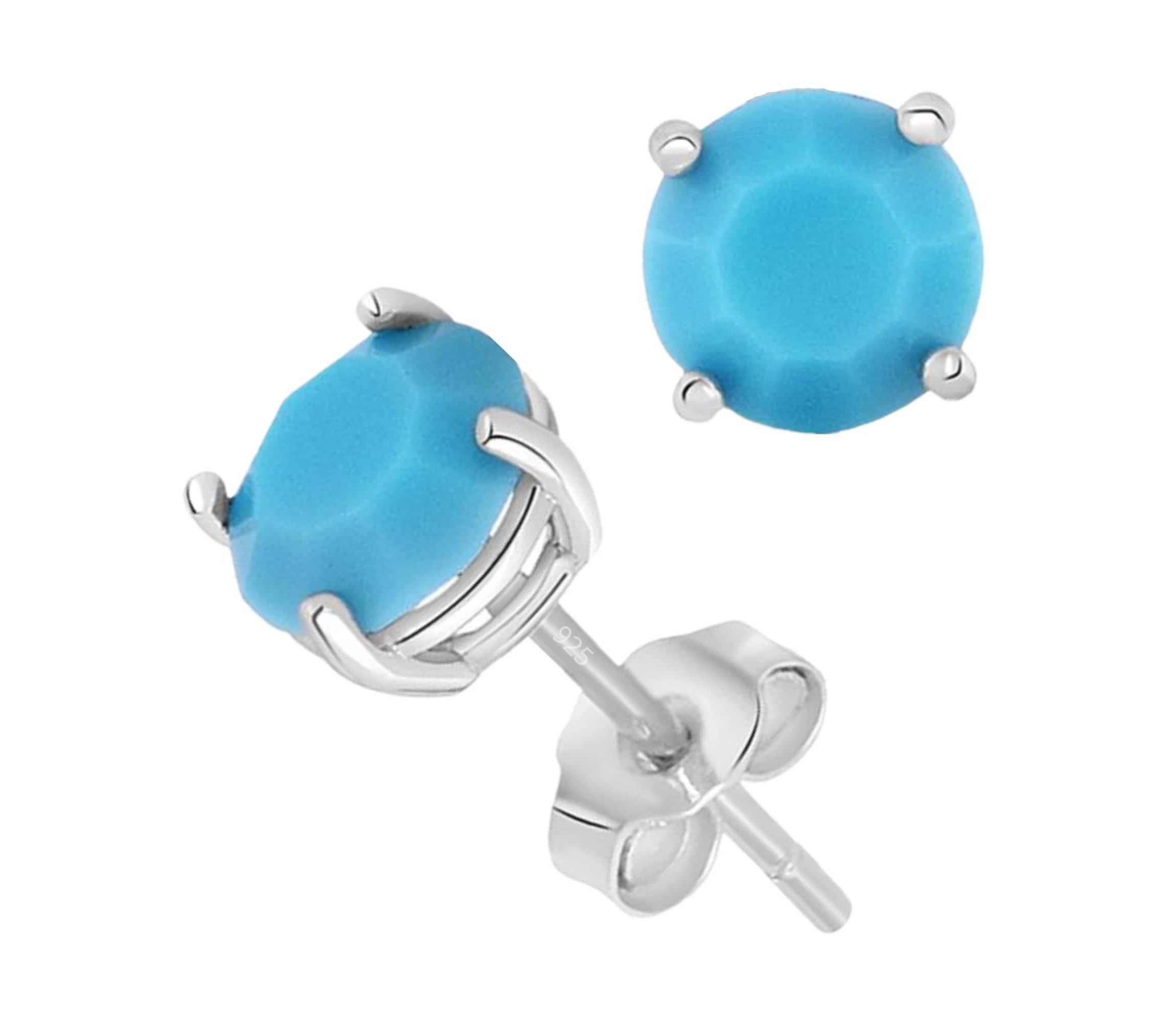 925 Sterling Silver Turquoise Round Studs
