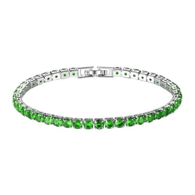 Donatello Gian Round Cut Tennis Bracelet, Green