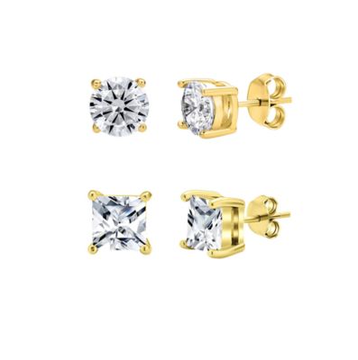 Donatello Gian Sterling Silver Crystal Studs Set, Gold