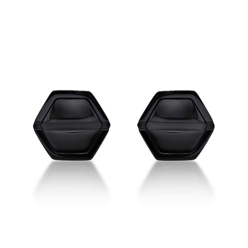 Mens Stud Earrings in Stainless Steel with Black Ion Plating