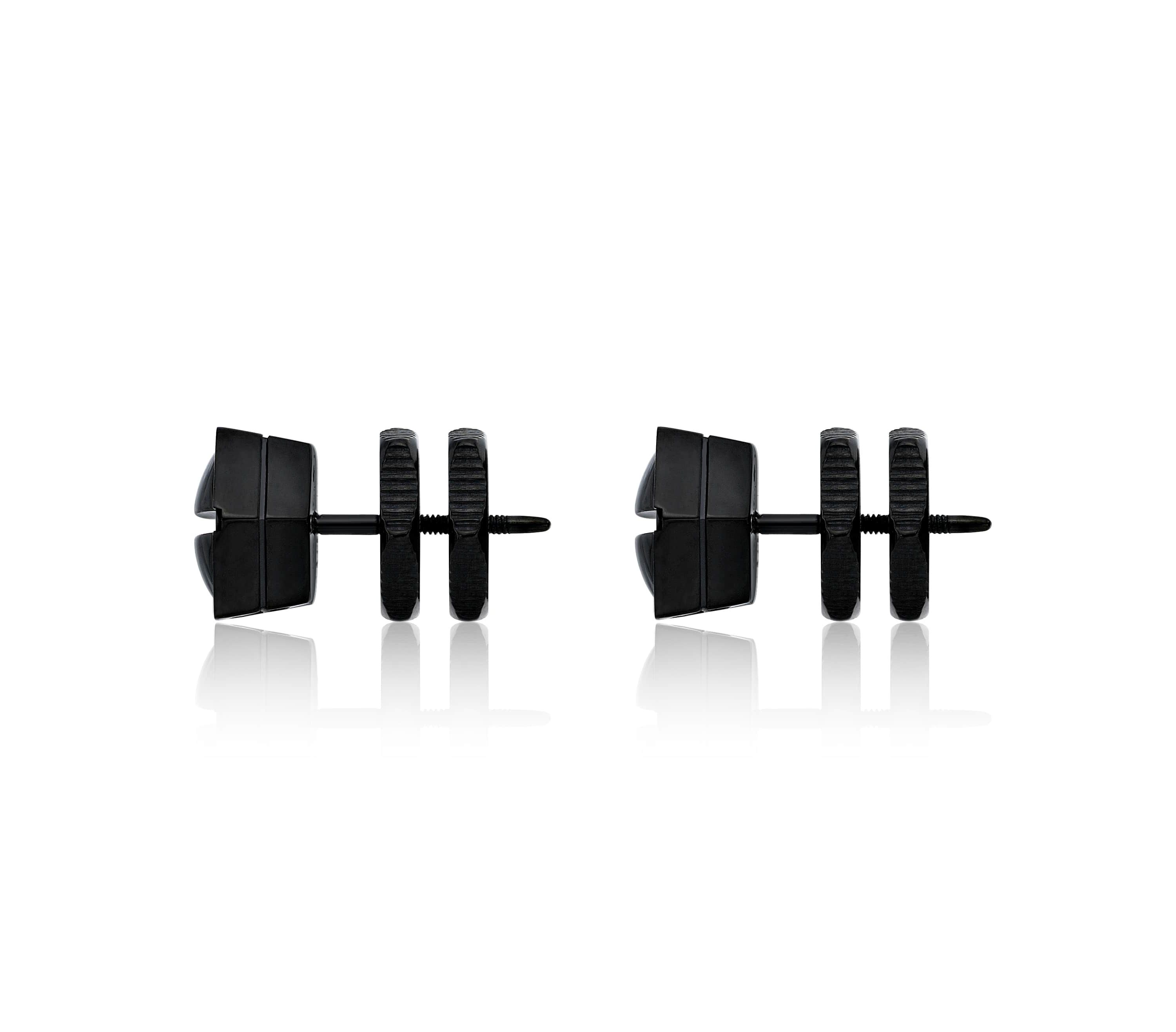 Mens Stud Earrings in Stainless Steel with Black Ion Plating