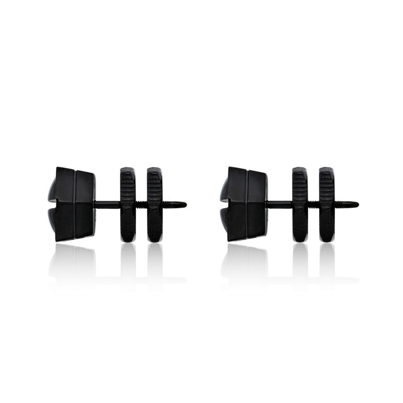 Mens Stud Earrings in Stainless Steel with Black Ion Plating