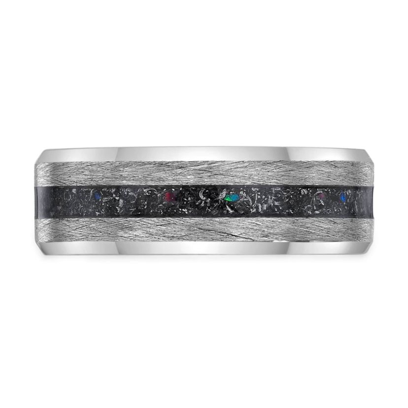 Mens Stainless Steel Ring with Titanium Inlay
