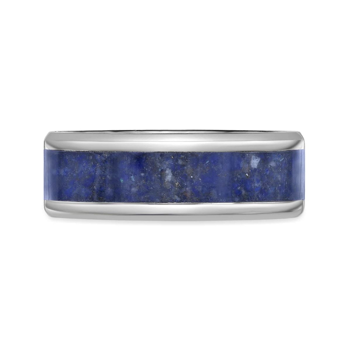 8MM Stainless Steel Band with Lapis Inlay