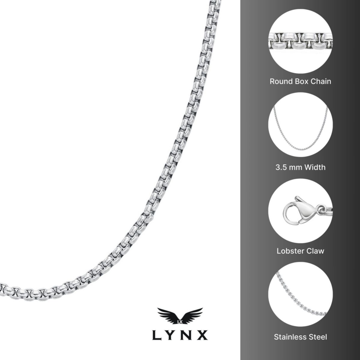 Stainless Steel 3.5 mm Box Chain Necklace