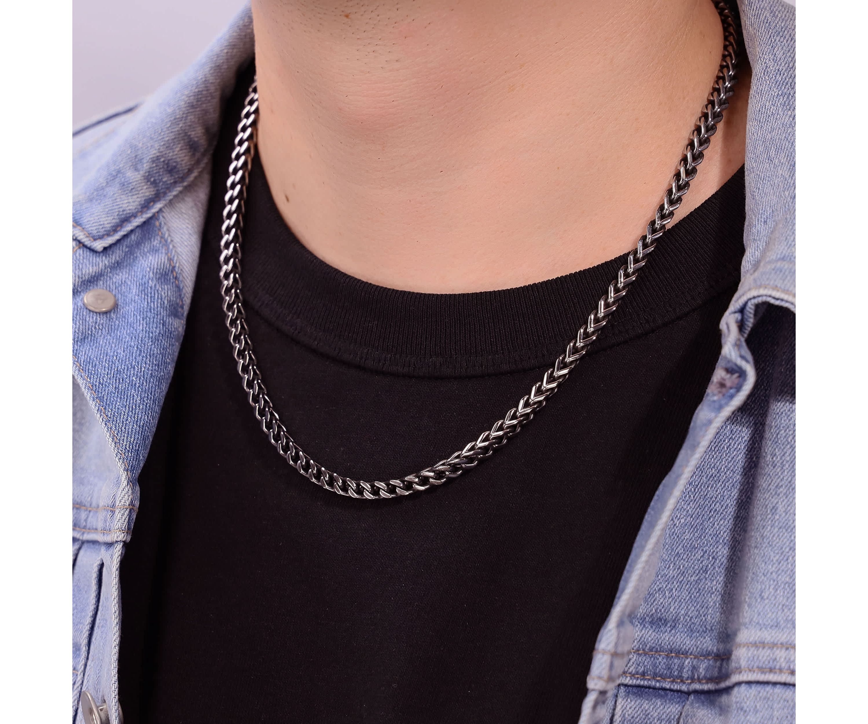 4mm Stainless Steel Foxtail Chain with Push Lock
