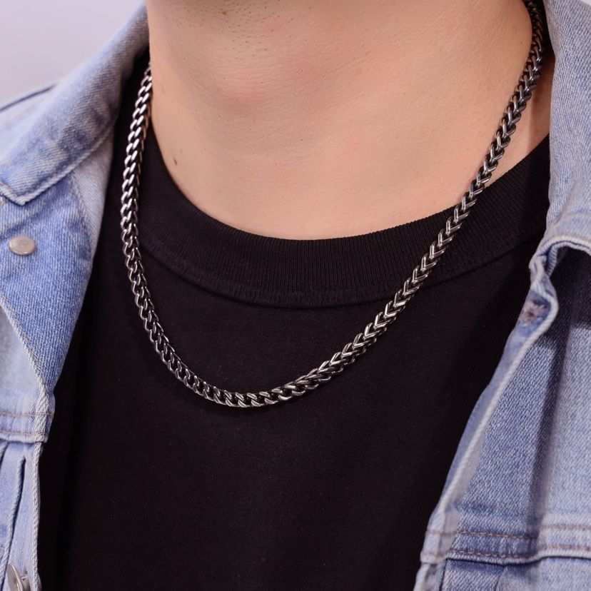 4mm Stainless Steel Foxtail Chain with Push Lock