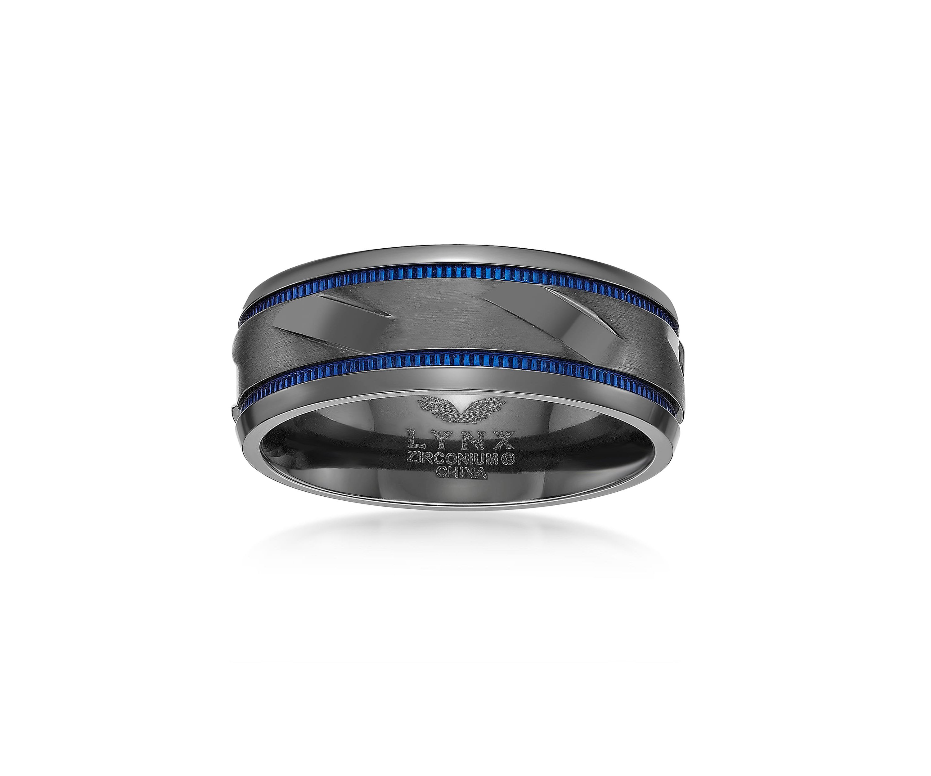 Black Zirconium Ring with Blue Ion Plating - 8MM