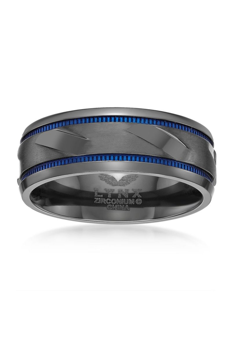 Black Zirconium Ring with Blue Ion Plating - 8MM