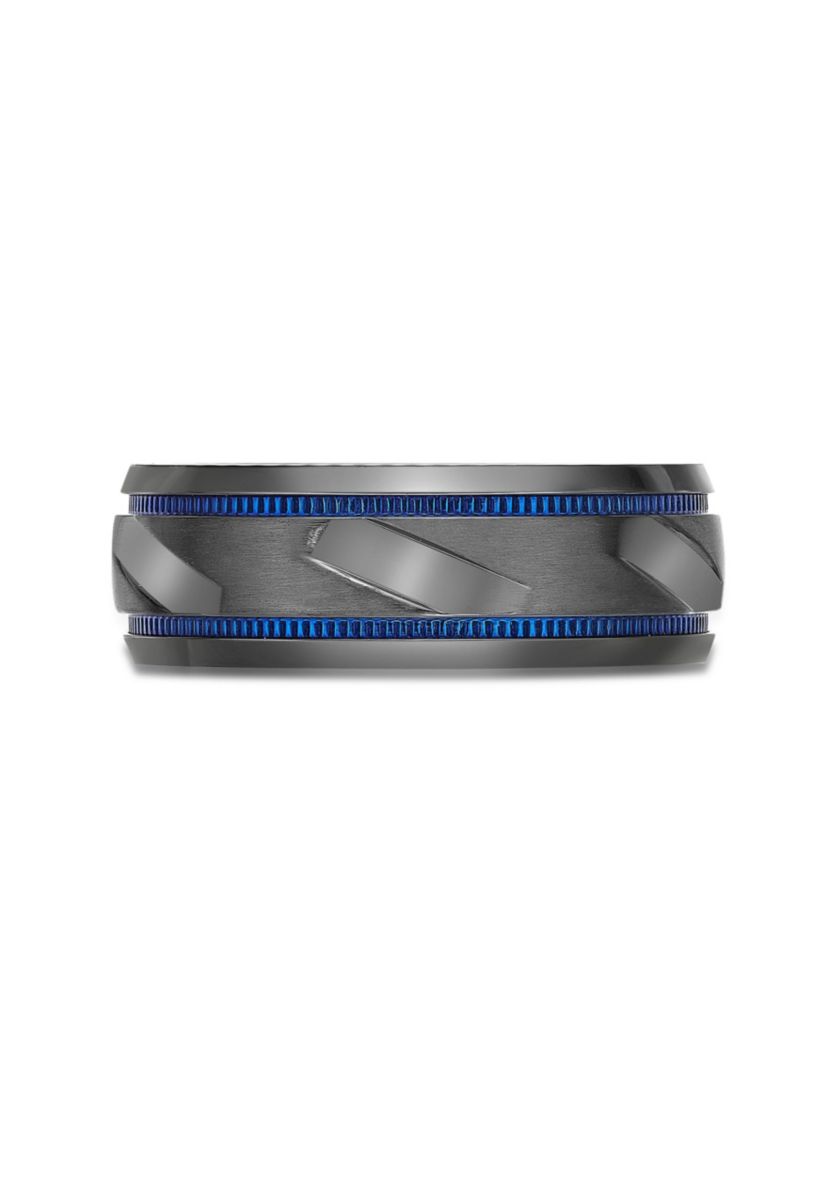 Black Zirconium Ring with Blue Ion Plating - 8MM