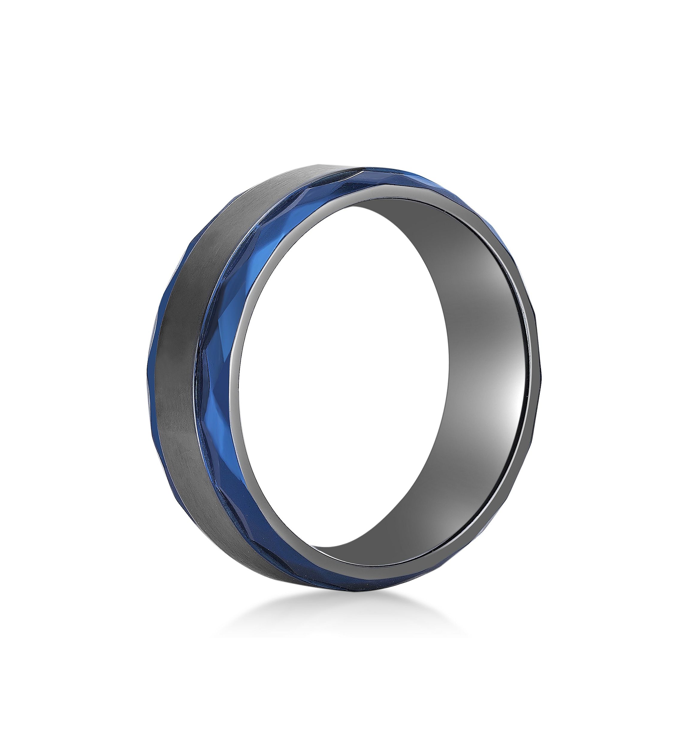 Black Zirconium Ring with Blue Ion Plating - 8MM
