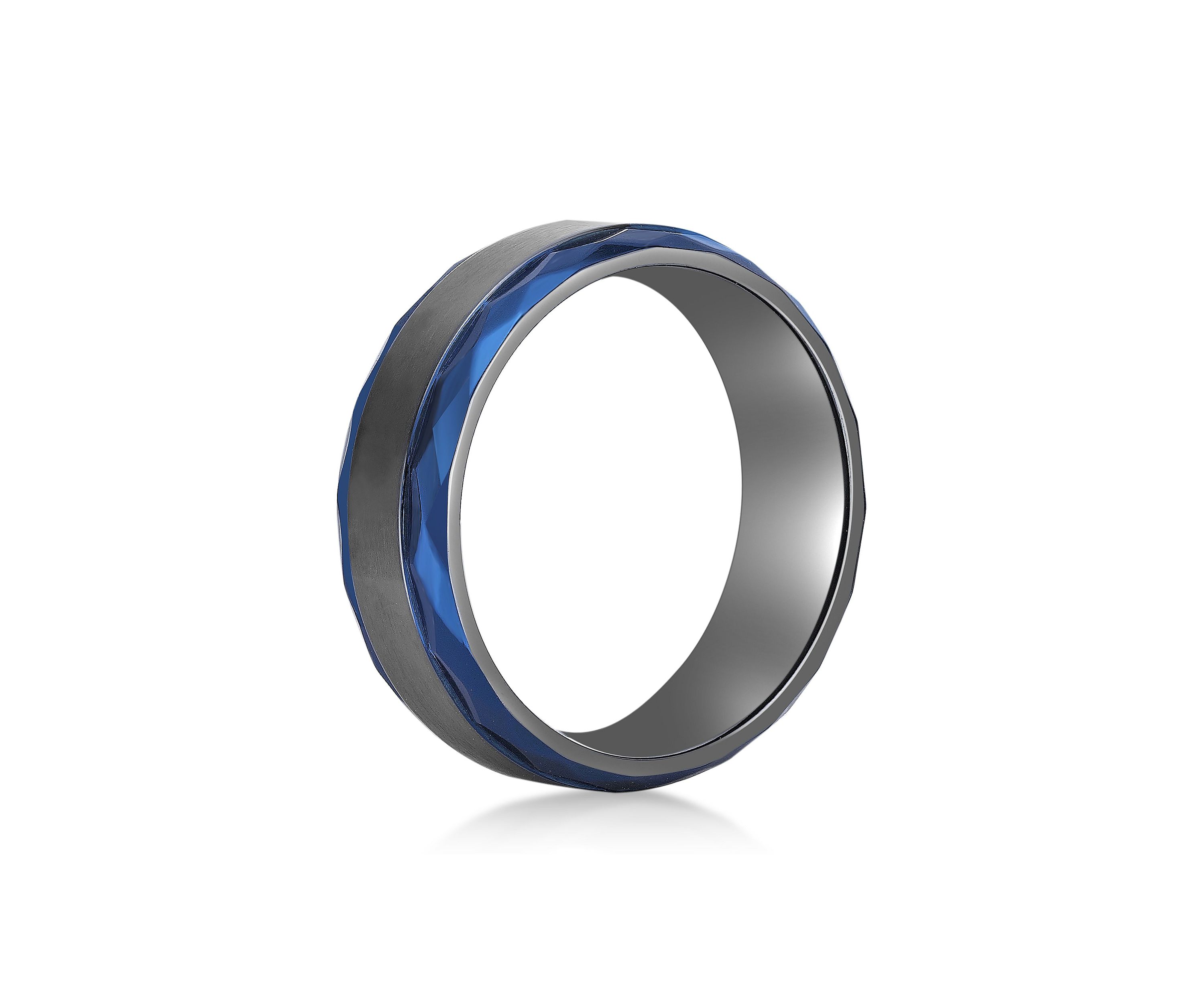 Black Zirconium Ring with Blue Ion Plating - 8MM