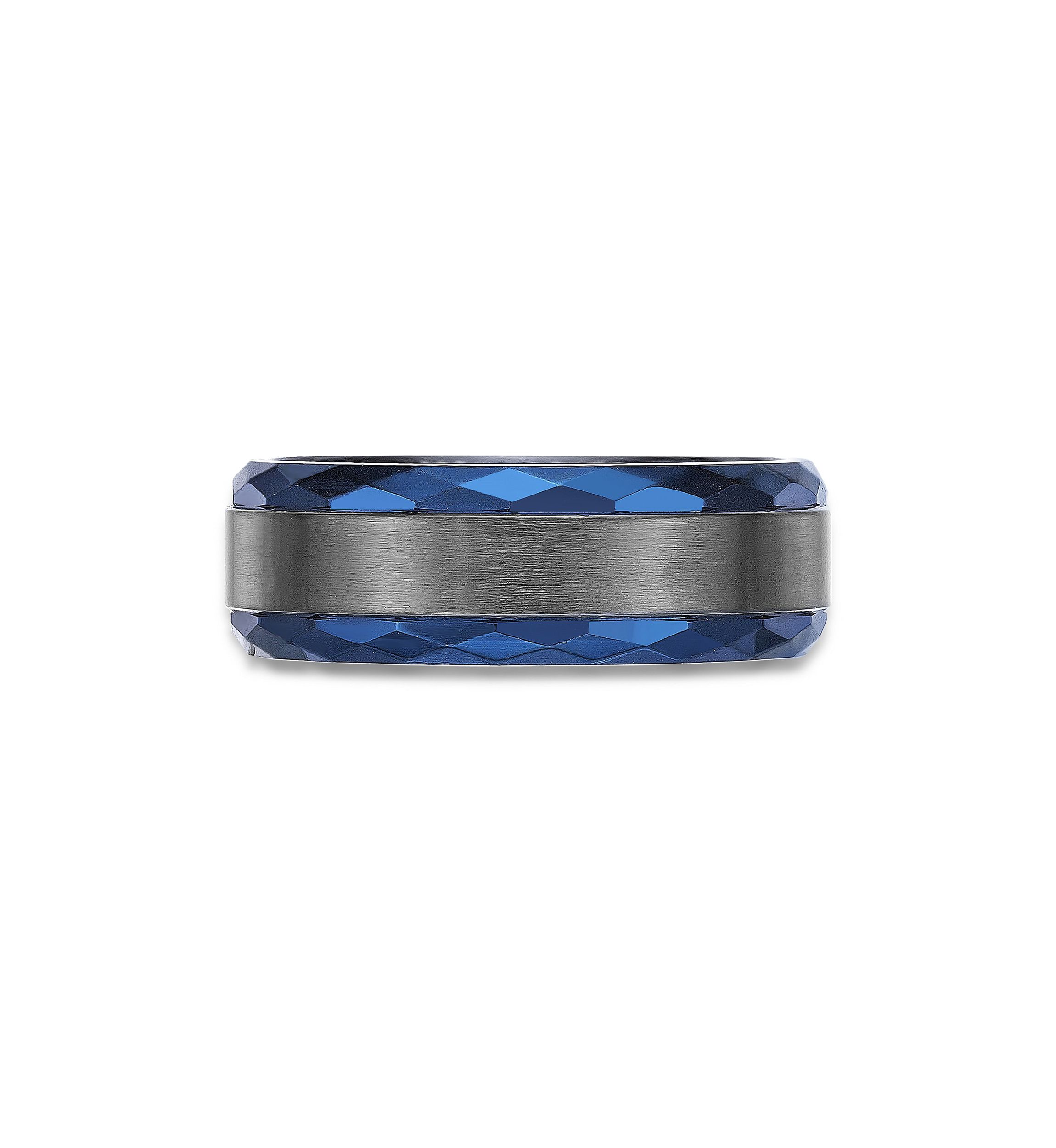Black Zirconium Ring with Blue Ion Plating - 8MM