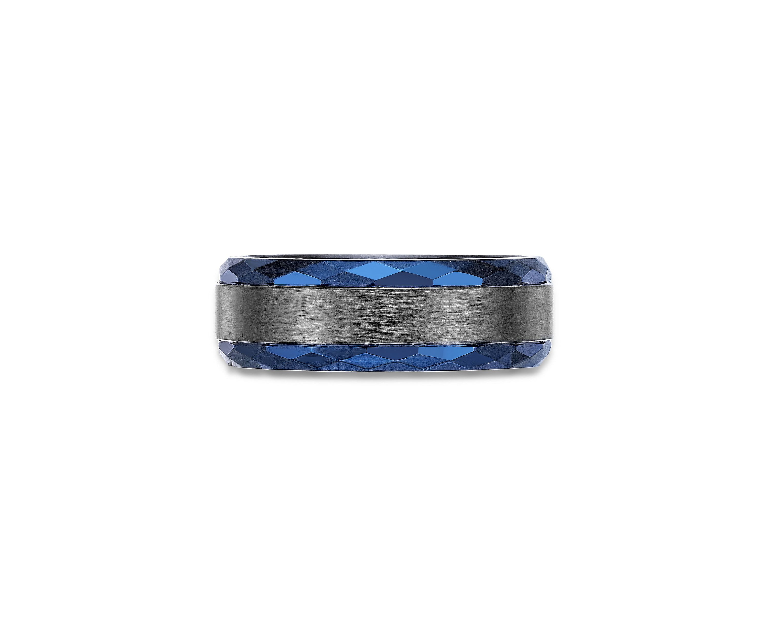 Black Zirconium Ring with Blue Ion Plating - 8MM