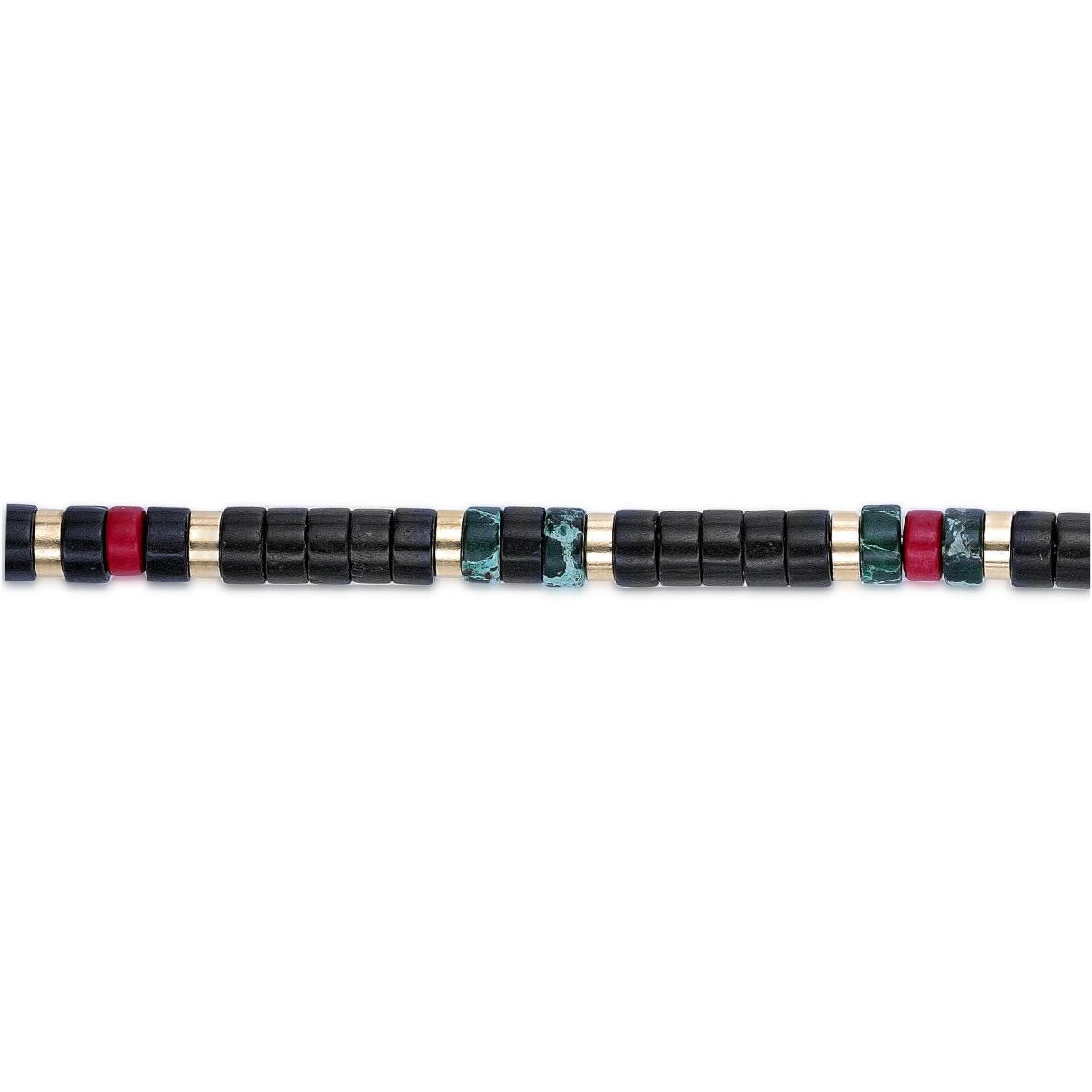 Black, Blue & Red Turquoise Disc Bead Bracelet Goldtone Ion-Plated Stainless Steel