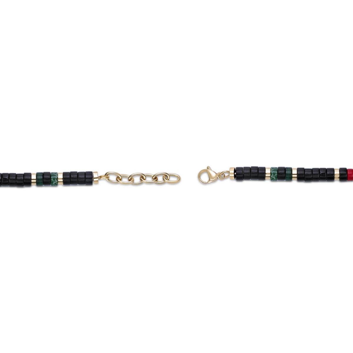 Black, Blue & Red Turquoise Disc Bead Bracelet Goldtone Ion-Plated Stainless Steel