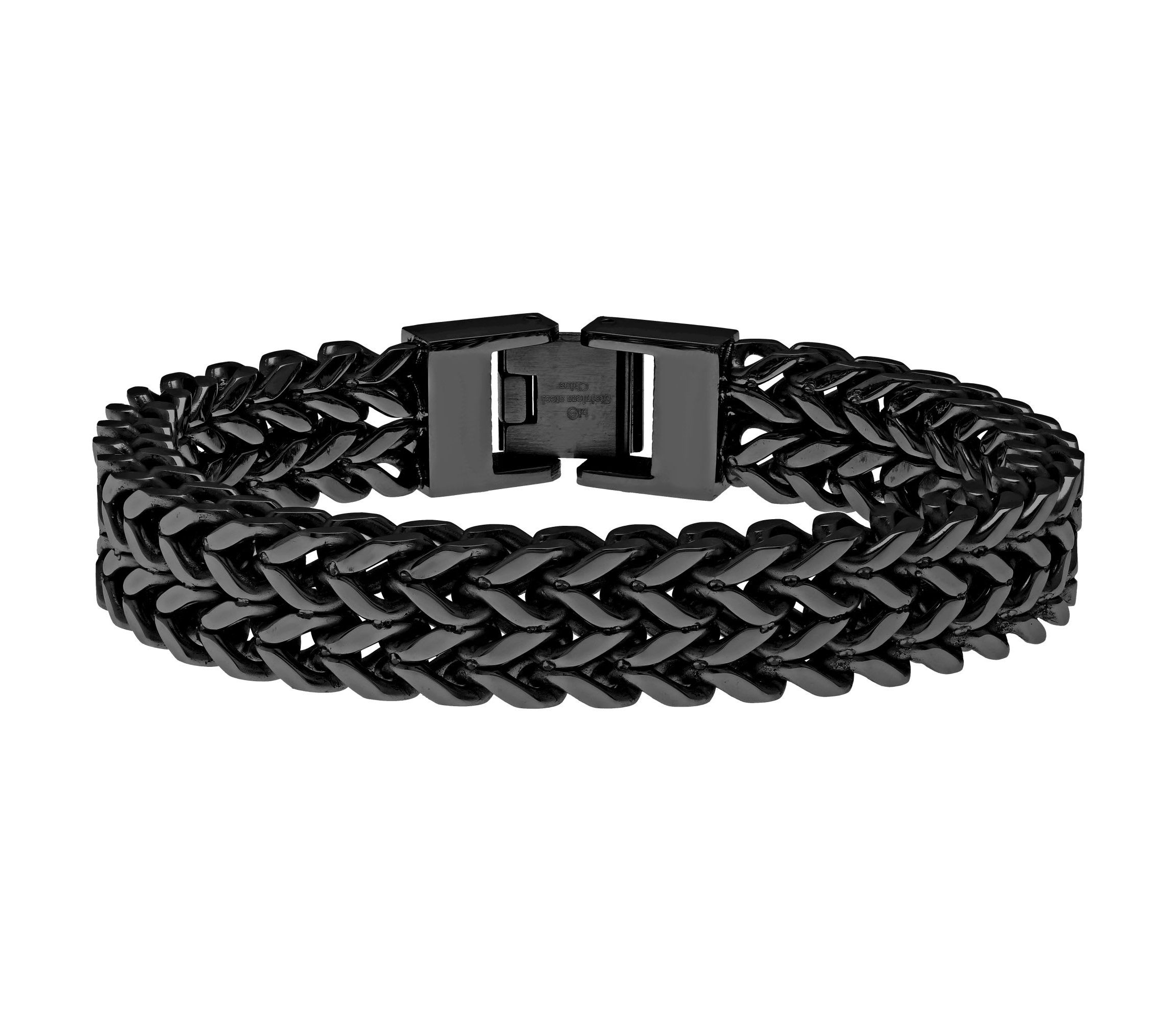 Black Ion-Plated Stainless Steel Wheat Chain Bracelet