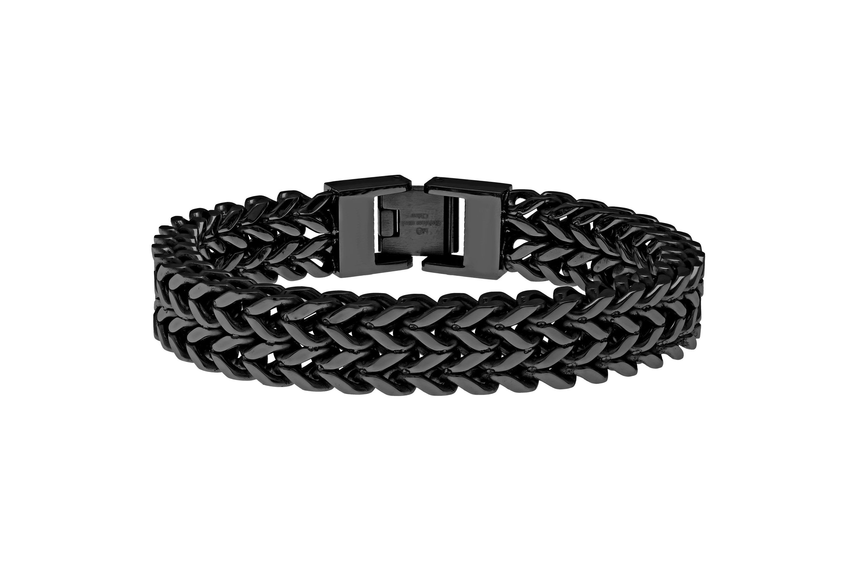 Black Ion-Plated Stainless Steel Wheat Chain Bracelet