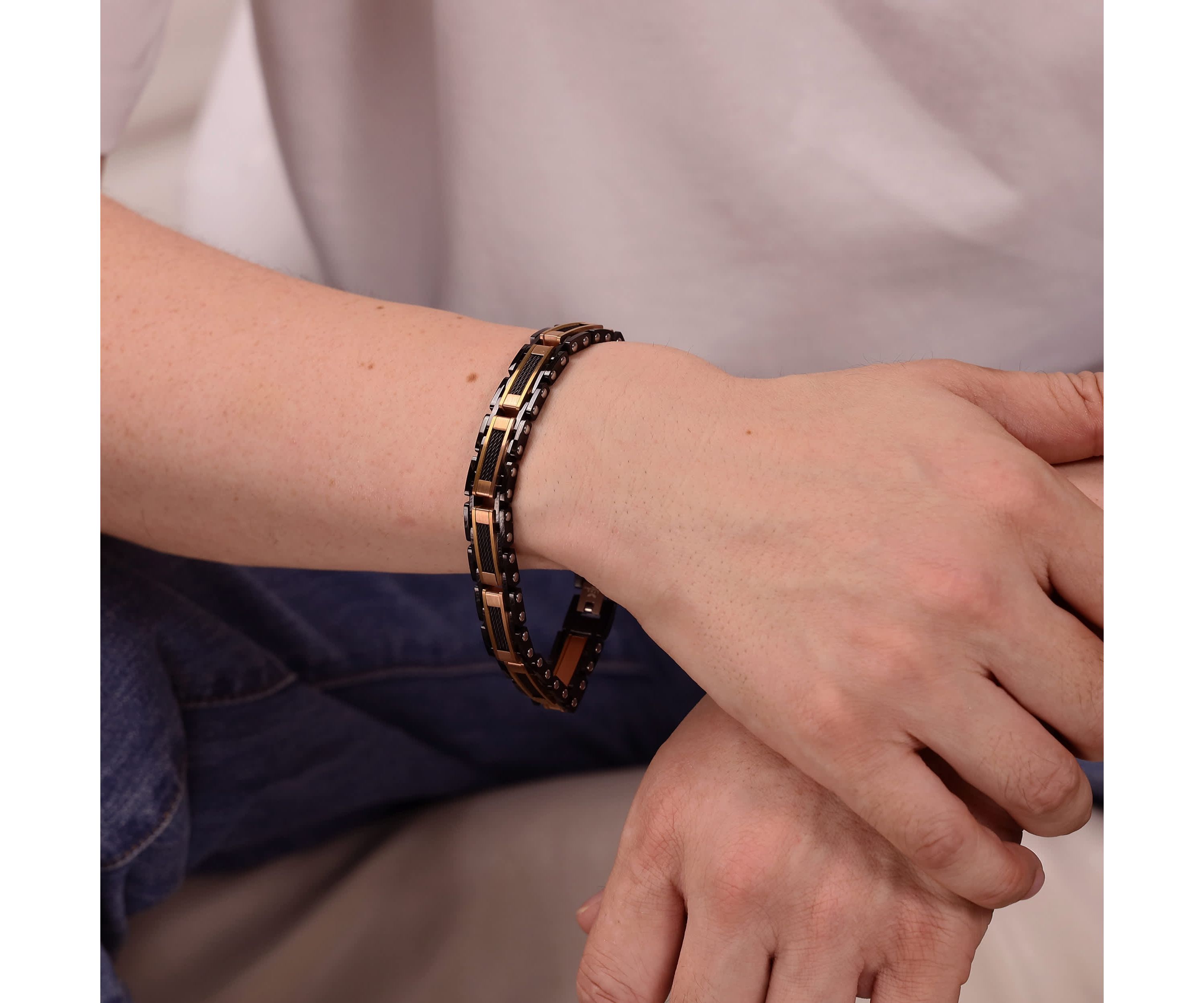 Two Tone Stainless Steel Cable Link Bracelet