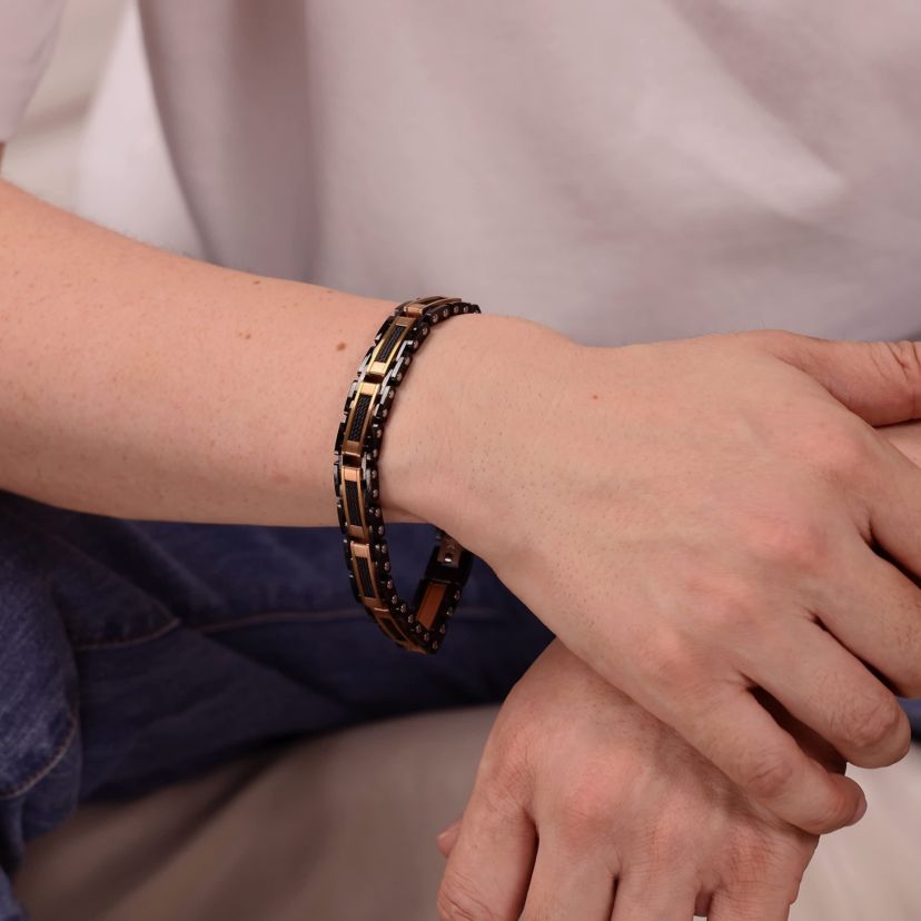Two Tone Stainless Steel Cable Link Bracelet