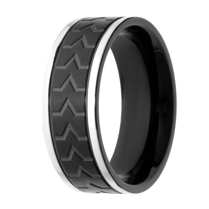 Mens Stainless Steel Ring with Black Plating