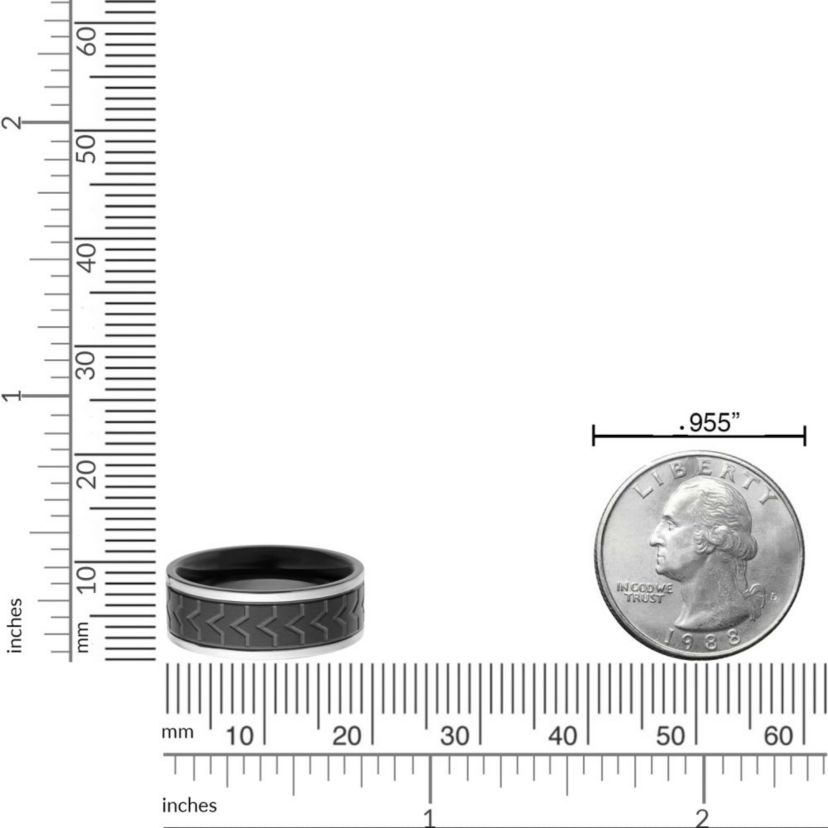 Mens Stainless Steel Ring with Black Plating