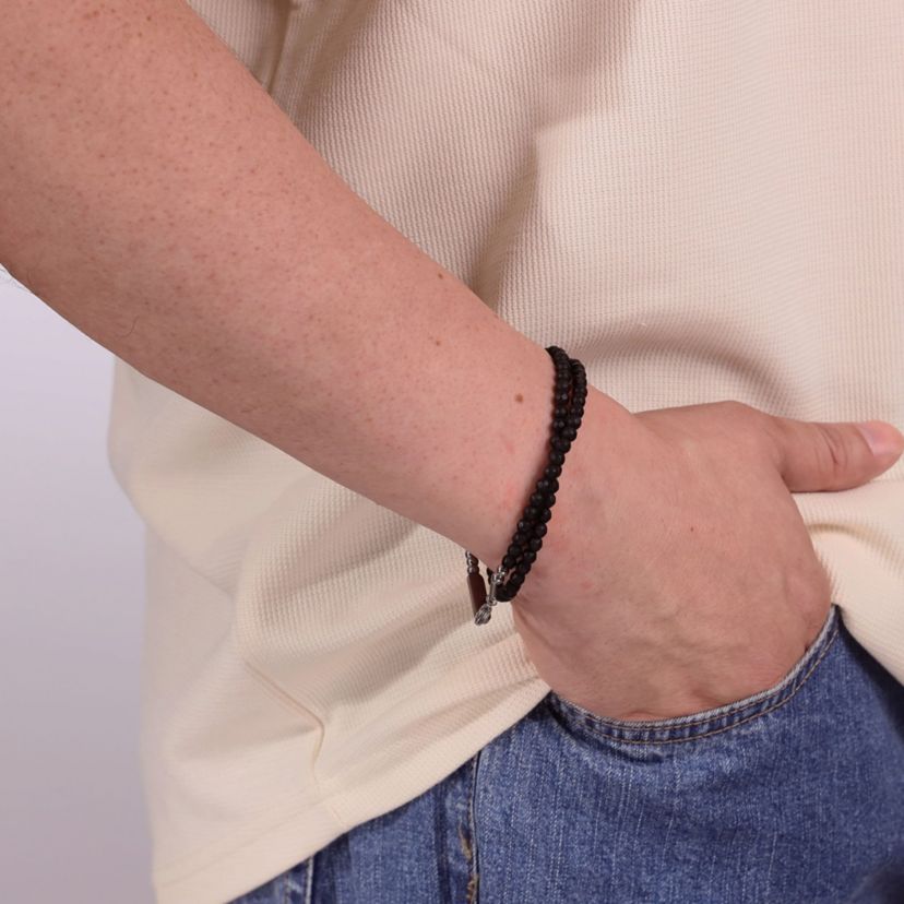 Stainless Steel Bracelet with Hematite Beads
