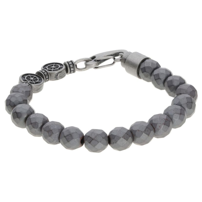 Stainless Steel Bracelet with Hematite Beads