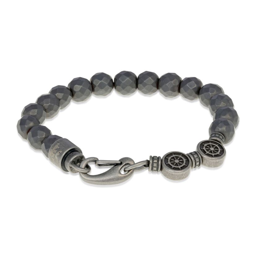 Stainless Steel Bracelet with Hematite Beads