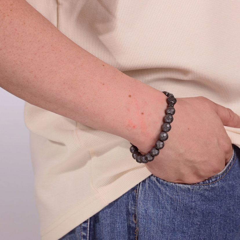 Stainless Steel Bracelet with Hematite Beads