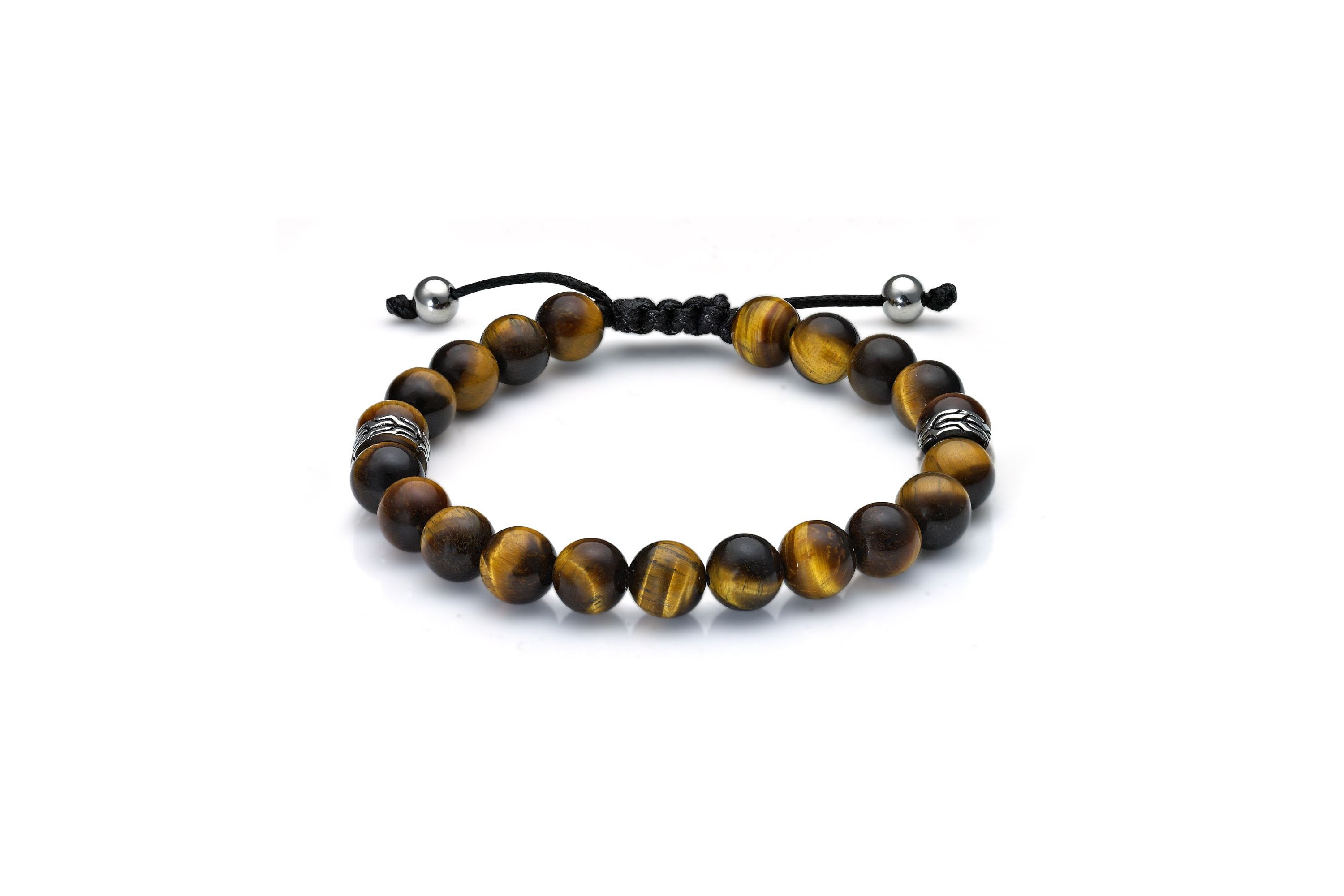 Stainless Steel Bracelet with Tiger Eye Beads