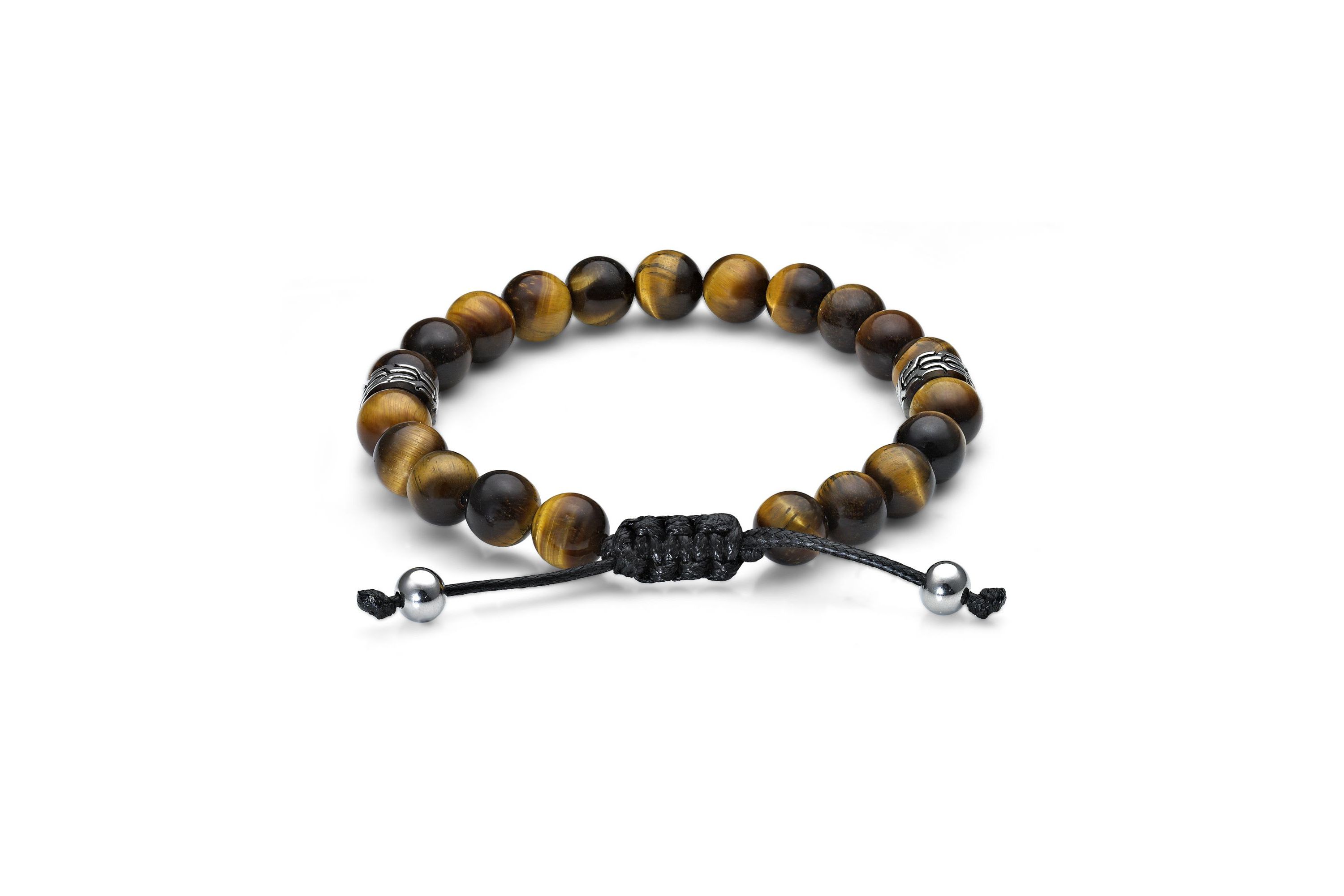 Stainless Steel Bracelet with Tiger Eye Beads