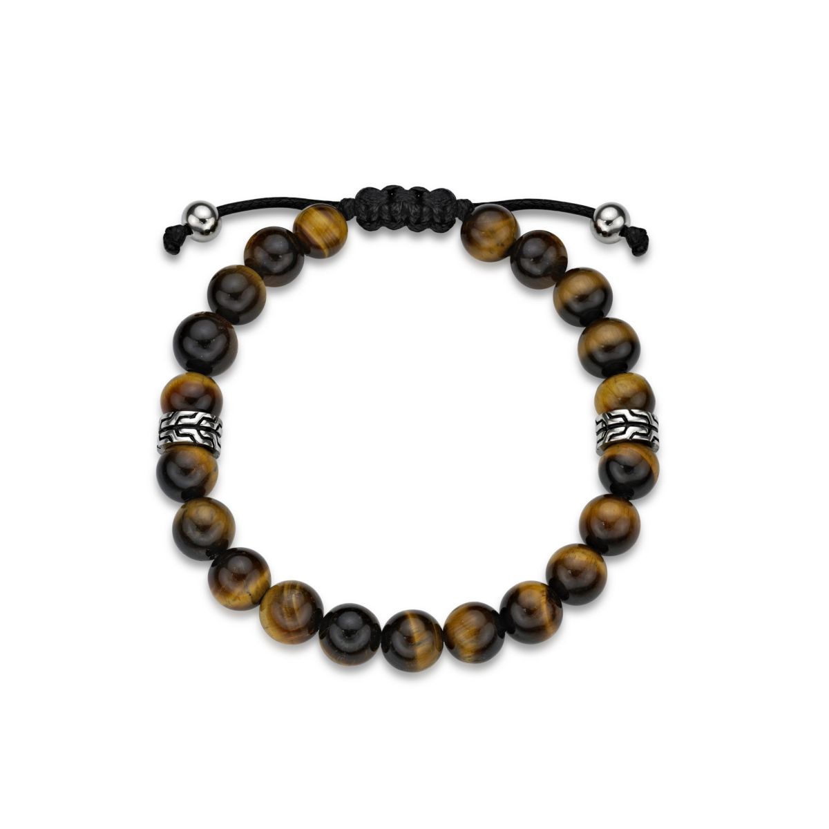 Stainless Steel Bracelet with Tiger Eye Beads