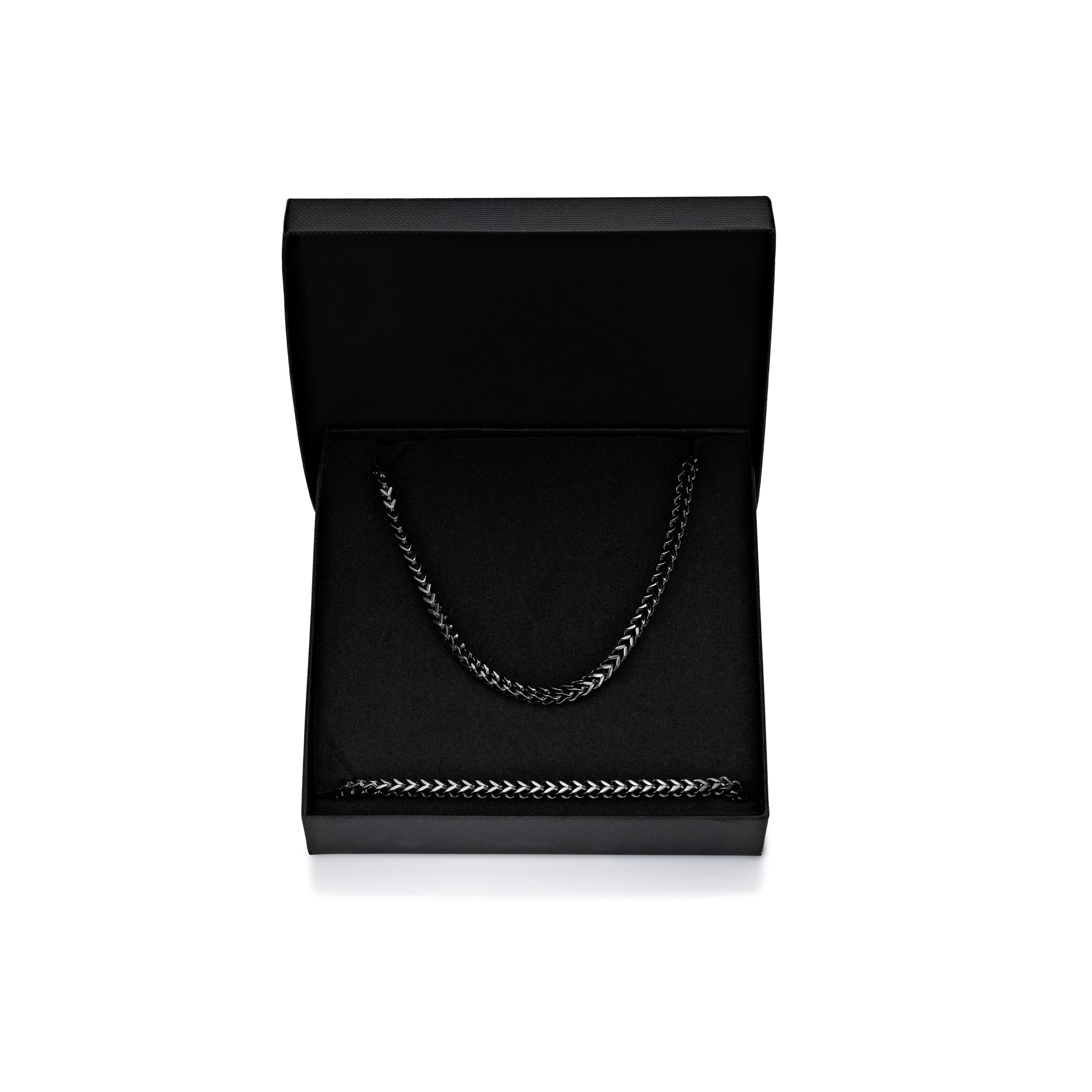 Stainless Steel Foxtail Chain Necklace & Bracelet Set