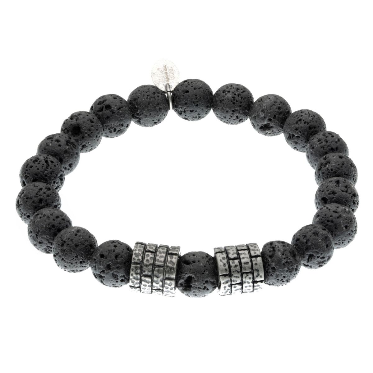 Stainless Steel and Lava Bead Bracelet