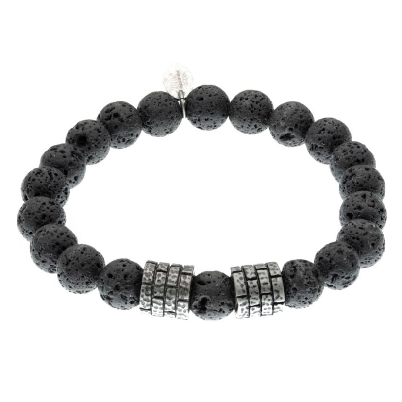 Stainless Steel and Lava Bead Bracelet